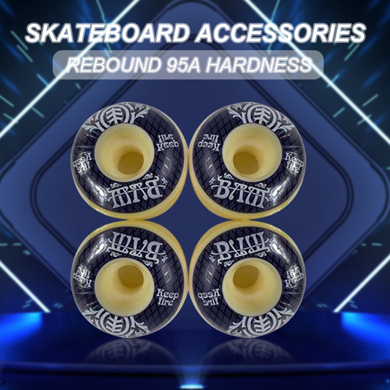4pcs White Skateboard Wheels Longboard Wear-resisting 54mm 85A Road Skating 