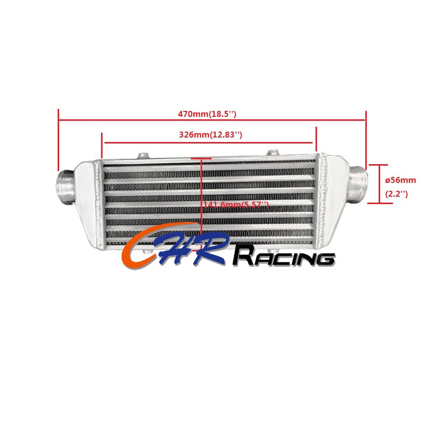 18" x 6" x 2" FMIC UNIVERSAL ALUMINUM TURBO INTERCOOLER 2.25" IN/OUTLET