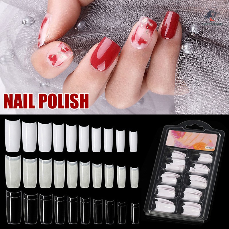 100pcs 10 Sizes Nail Tips French Coffin Fake Nails Half Cover Nail Manicure Nail Art Shopee Philippines