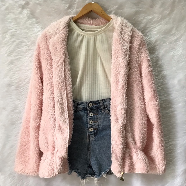 pink fuzzy hoodie