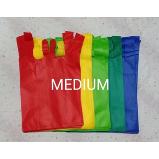 1 Pcs Sando Eco Bag 5 Size Plain Reusable Shopping Tote Handbag Non-woven Vest Grocery Gift Packing #7