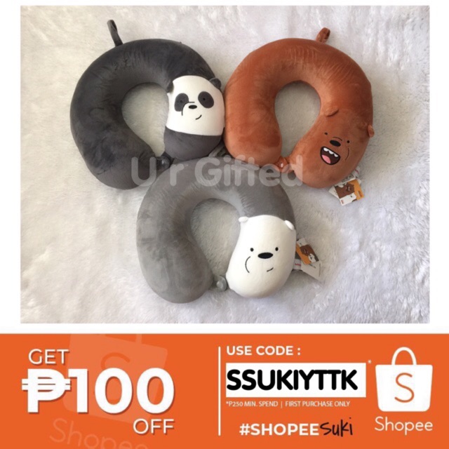 We Bare Bears Neck Pillow Miniso Shopee Philippines