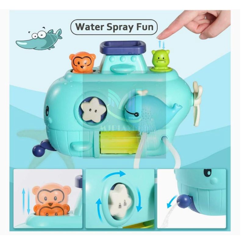 MJ PLAYhub Baby Bath Toys Submarine Spray Station - Water Pump with ...