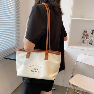 Female Tote Bag Korean Summer New Casual Large-capacity Canvas Shoulder Bag Ins Printed Letter Bags