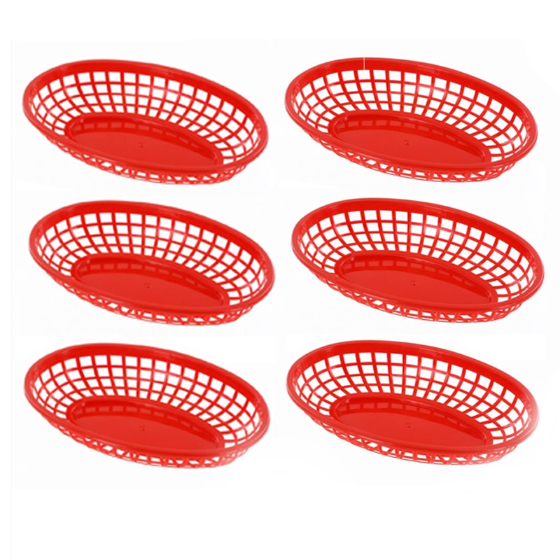 6pcs 9.5''Fast Burger Sandwich Serving Tray Red French Fries Basket ...