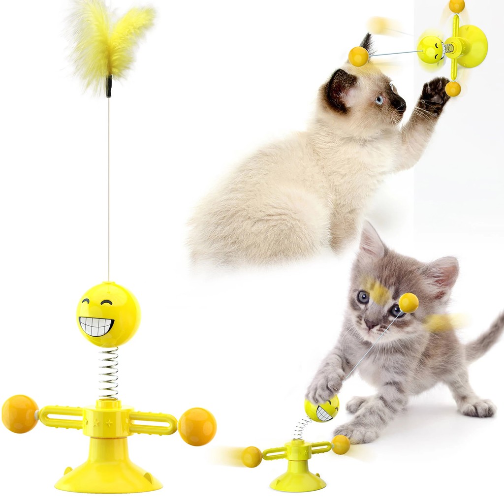 Windmill CatToy Turntable Teasing Toy Interactive Rotating Cat Toy with ...