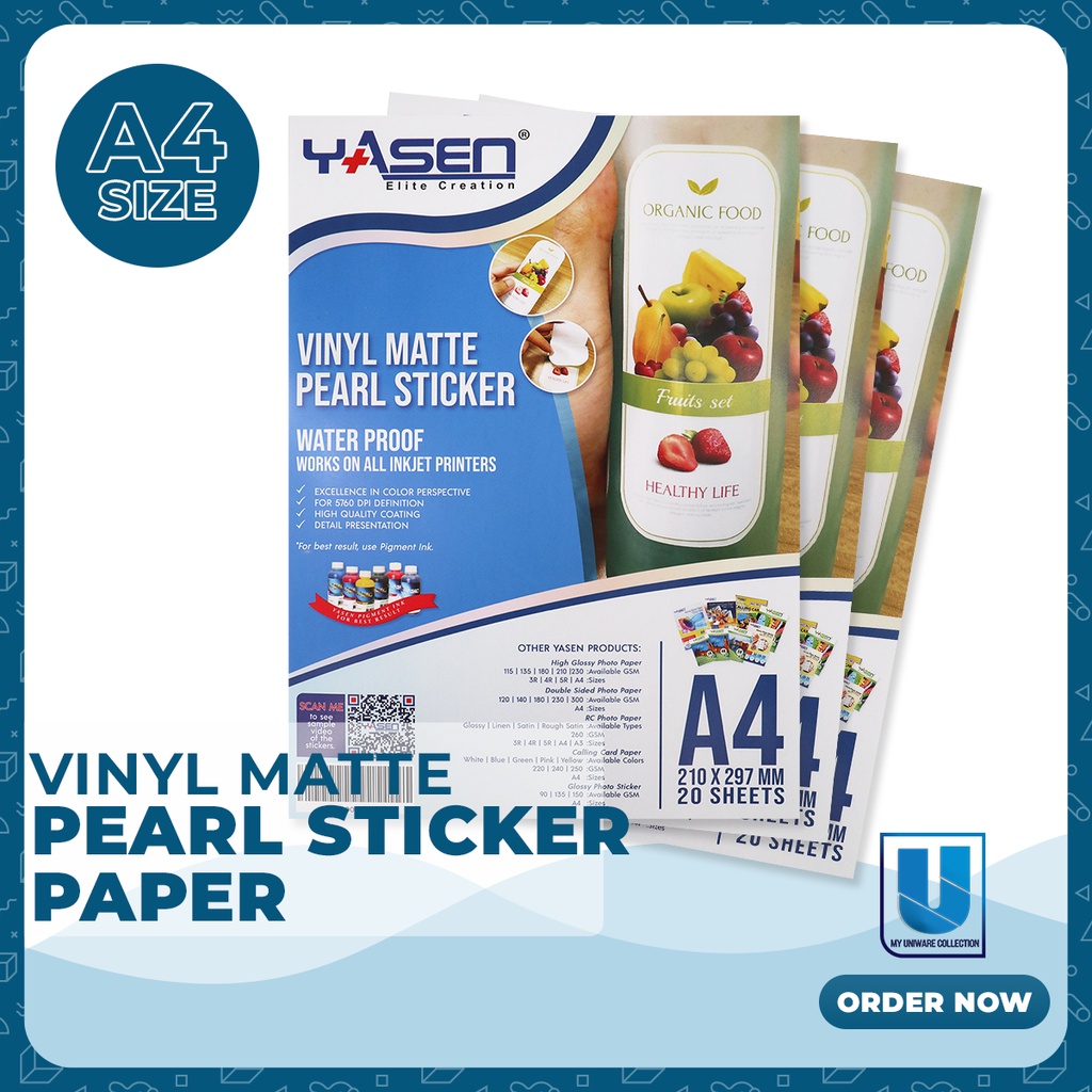 Yasen Vinyl Matte Pearl Sticker A4 | Shopee Philippines