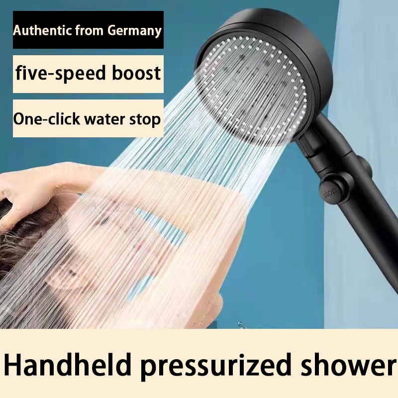 Shower Hose 5 Spray Modes High Pressure Rain Shower Head With Hose Black Bathroom Shower Set