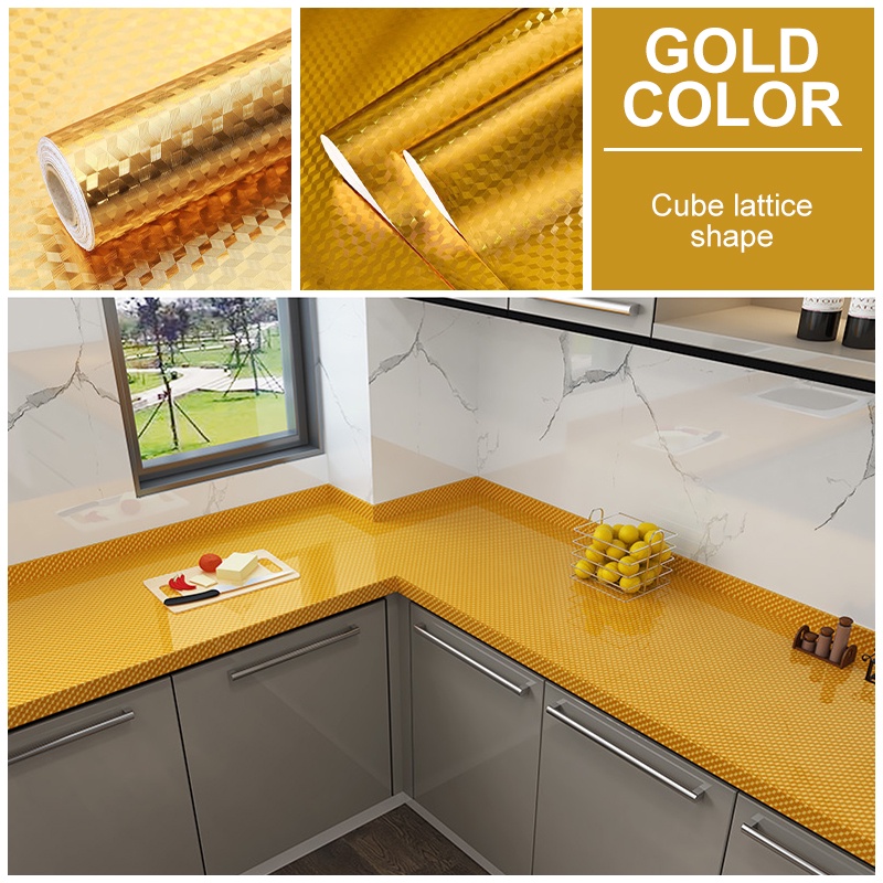 Kitchen Wallpaper Aluminum Foil Sticker Waterproof Oilproof Heat