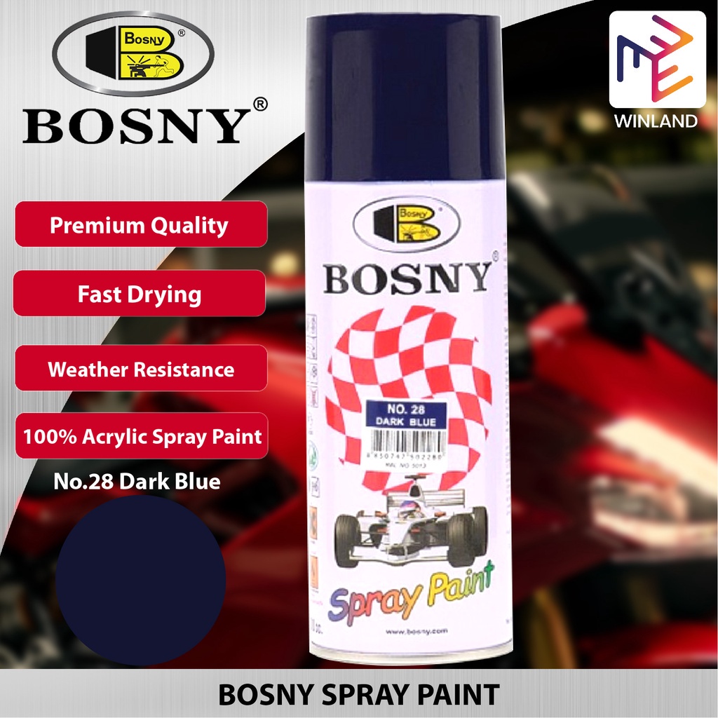 Bosny 100 Acrylic Spray Paint Dark Blue No.28 *WINLAND* Shopee