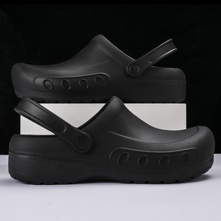 （SIZE 39-49）Ready Stock CROCS Men Women Chef Shoes Kitchen Non Slip Safety Shoes Oil-proof Slip-O