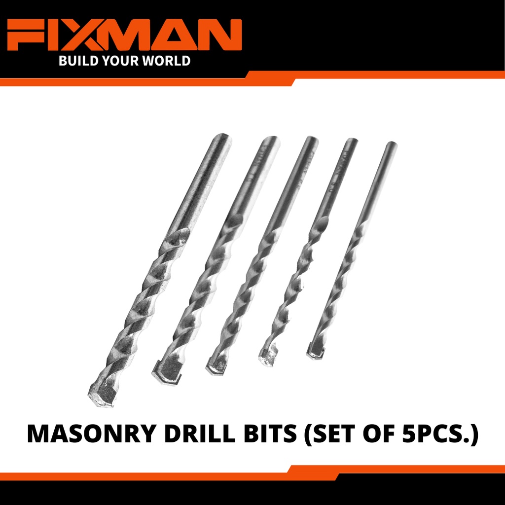 FIXMAN Masonry Drill Bits (Set of 5 pcs, same size) 3mm, 4mm, 5mm, 6mm ...