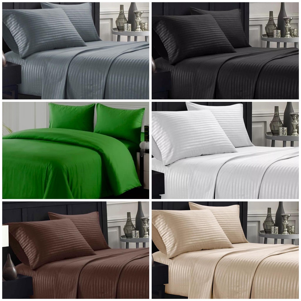 Housemoto-PREMIUM CANADIAN 3in1PLAIN BEDSHEET(1-FittedSheet+2Pillowcase)PRESKO,MAKAPAL