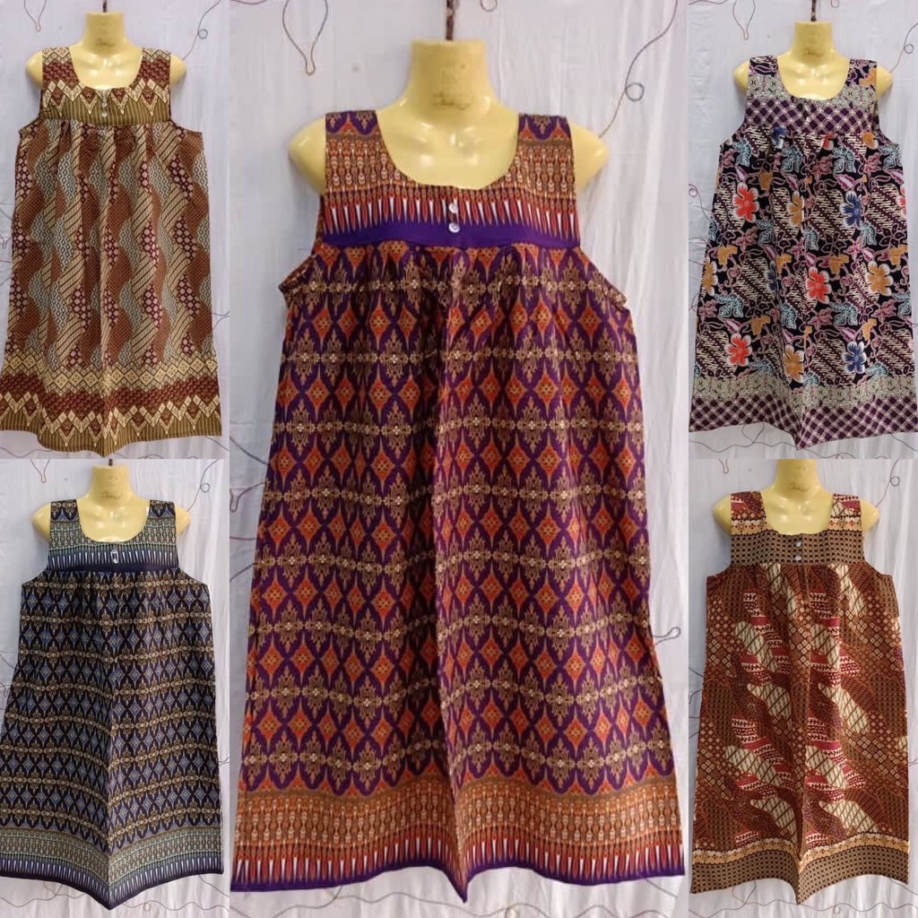 LARGE Jakarta Cotton Batik Sleeveless Duster Dress Summer LARGE Jakarta Cotton Batik Sleeveless Duster Dress Summer