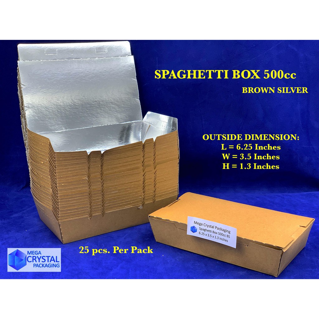 Trigem Spaghetti Box 500cc Brown Silver Meal Box ( 25 pcs. Per Pack ) Shopee Philippines