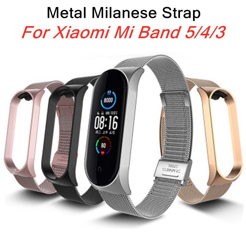 Strap For Xiaomi Mi Band 5 4 3 Wrist Metal Bracelet Screwless Stainless ...