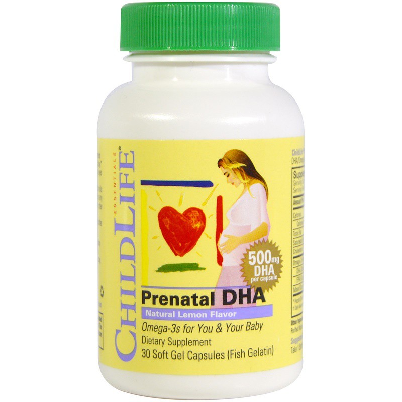 ChildLife, Prenatal DHA, Lemon Fl, 500mg, 30 Soft Gel Caps Shopee