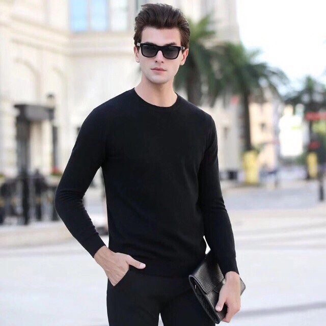 COD# 100% cotton special color round neck fashion men long sleeve | Shopee  Philippines