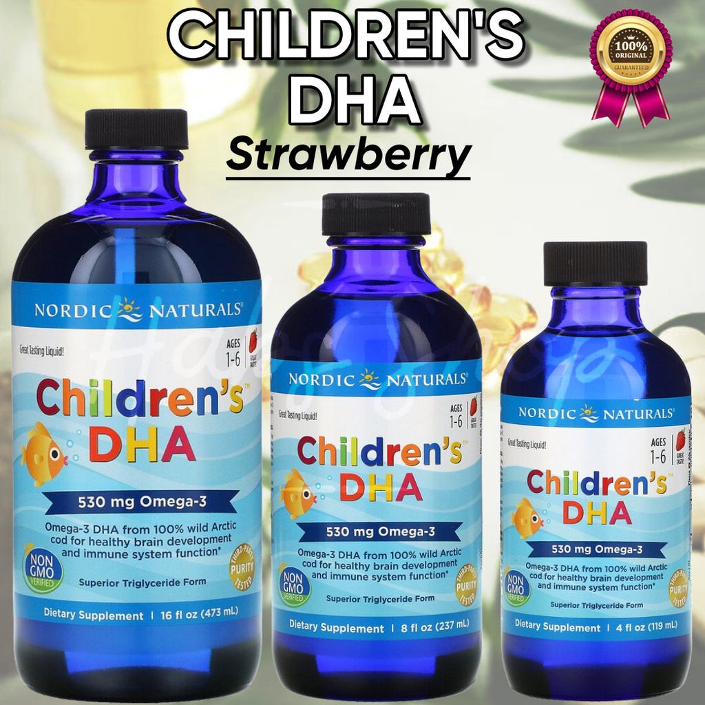 Nordic Naturals Childrens DHA Strawberry 4 fl oz 8 fl oz or 16 fl oz