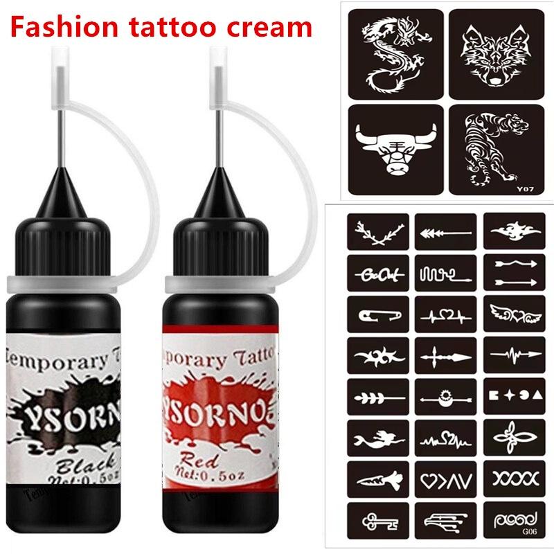 Temporary Tattoos Kit Semi Permanent Freehand Ink Stencils Set Diy Tattoos Temp Adults Art