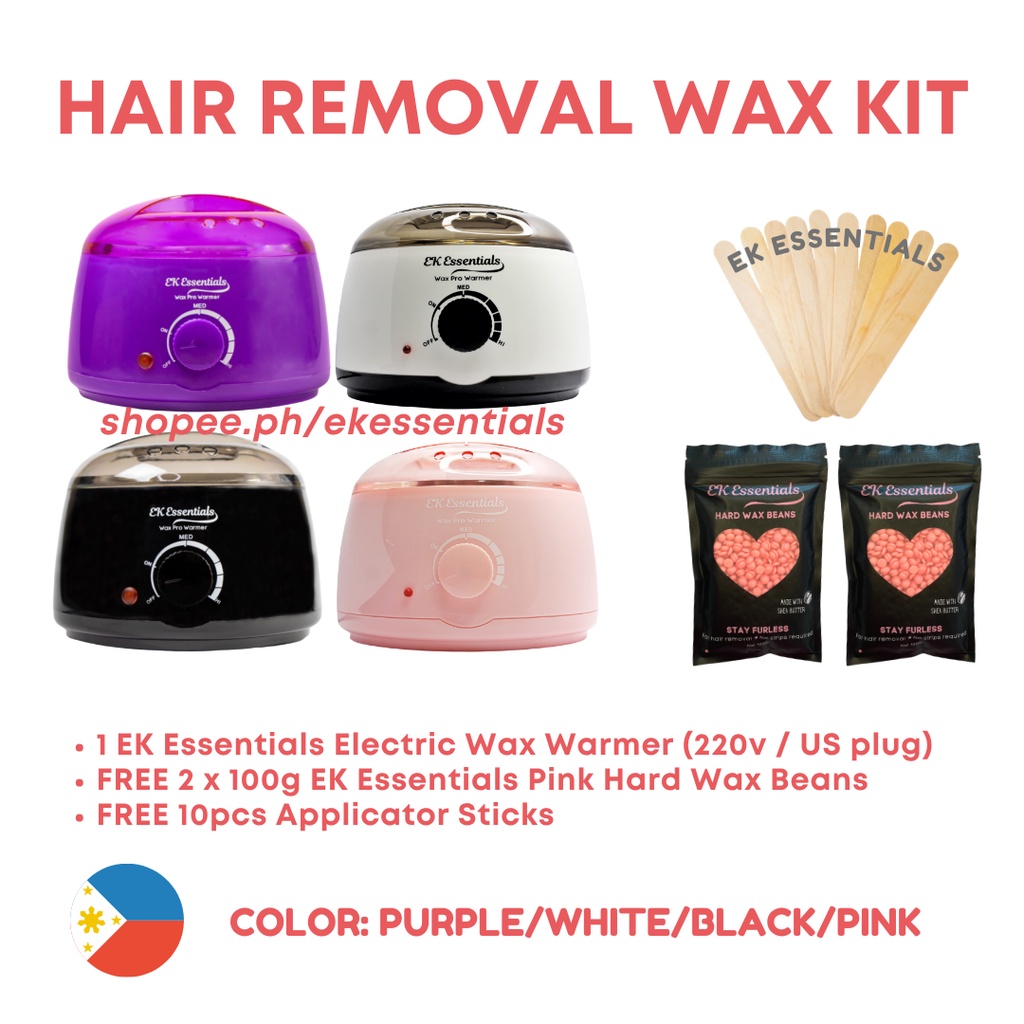 FREE 200g Hard Wax Beans] 220v EK Essentials Hair Removal Wax Set -  Electric Wax Warmer + 10 sticks | Shopee Philippines