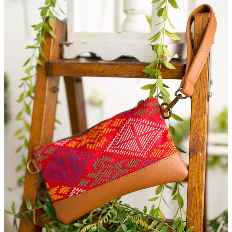 Women's Stylish Wristlet Bag/Wallet/Sling Bag made of Yakan Fabric and