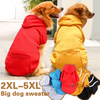 Pet Clothing Warm In Autumn and Winter  Zipper Pocket Sweater Large Dogs Cats Clothes 2XL-5XL