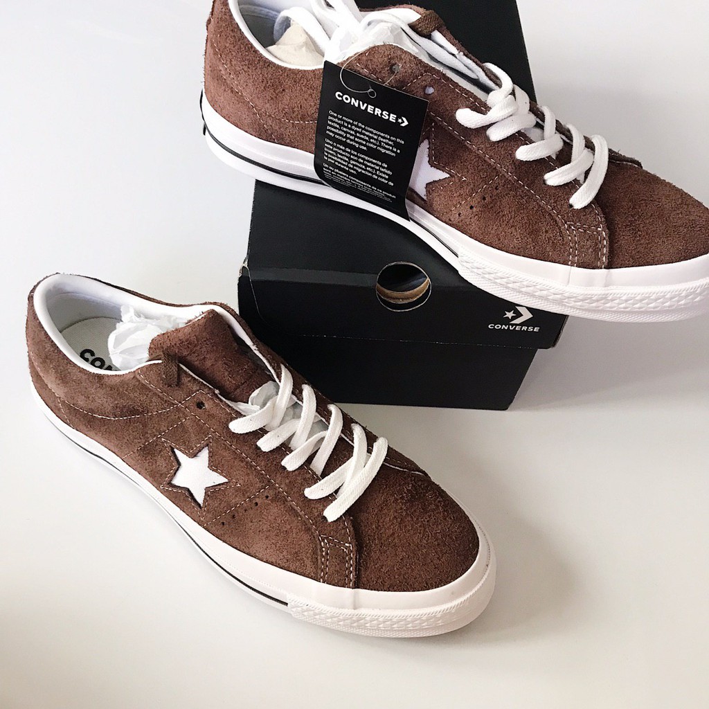 brown suede converse one star