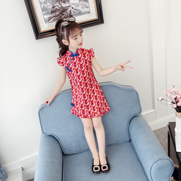 Kid S Talk Girls Kids Chinese Traditional Red Collar One Piece Dress Children Fashion Shopee Philippines