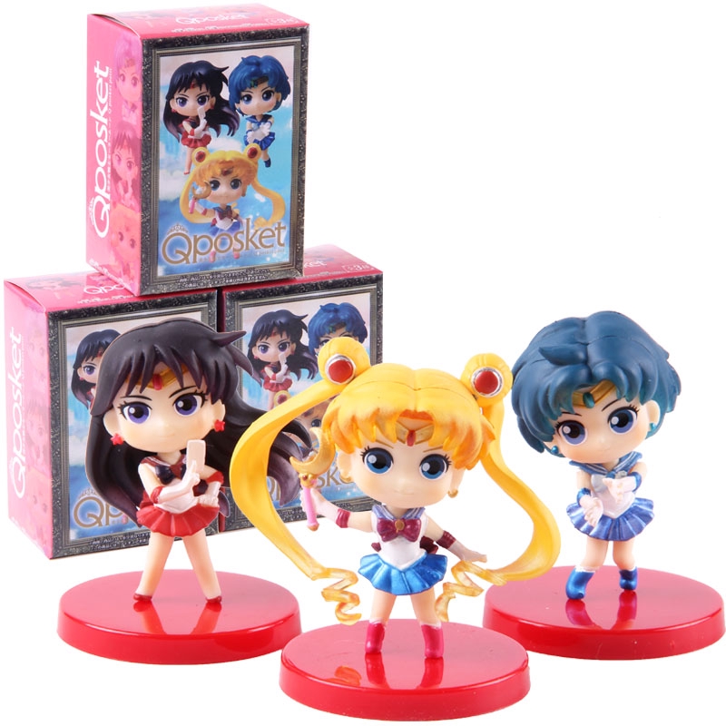 3pcs Set Q Posket Sailor Moon Action Figure Sailor Mercury Mars Princess Toys Qposket Model Toy Shopee Philippines