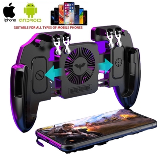 ✔NEW 【COD】Call of duty Mobile Joystick Controller Turnover Button Gamepad for PUBG iOS Android Six 6 Finger Operating Gamepad With Cooling Fan