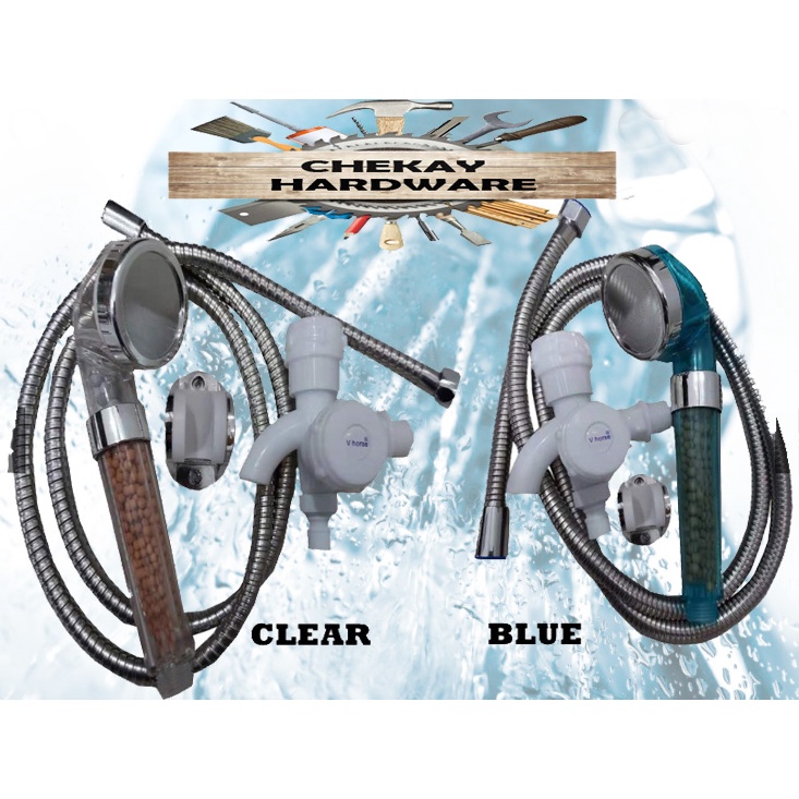 1SET Spa Energy Shower Head Shower Set w/ 2 Way Faucet Hose & Holder (1