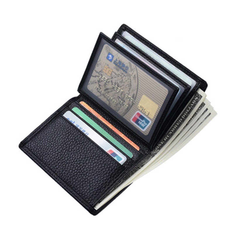 Genuine Leather Men Short Wallet Driver's License Wallet Male Purse ...