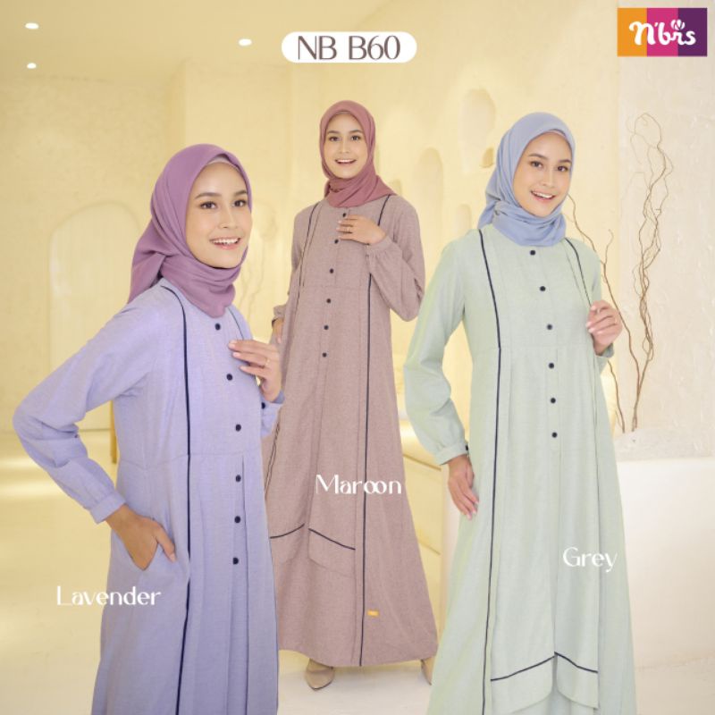 Gamis NB B60 NBB 60 NBB60 LAVENDER MARUN Gray ORIGINAL | Shopee Philippines