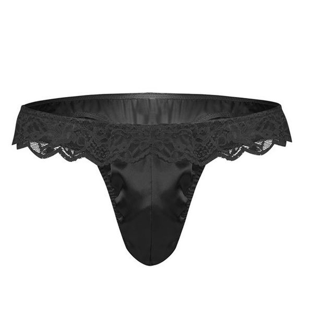 Sexy Gay Men Underwear Thong Men Jockstrap Cueca Male Panties Briefs Black Lace Lingerie Sissy 