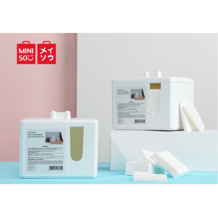 Miniso Cotton Pad Container Plastic Organizer White Cotton Storage Box