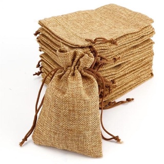 Burlap Drawstring Pouch Plain Linen Gift Bag Jute Storage organizer Pouch String bag dust stringbag