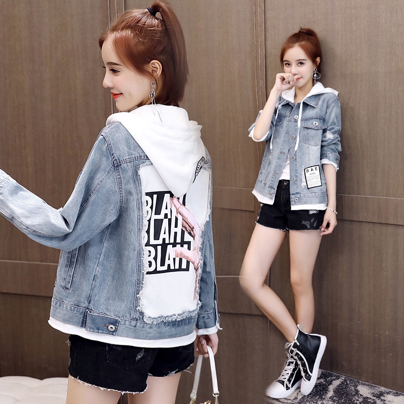 jeans hooded jacket women's