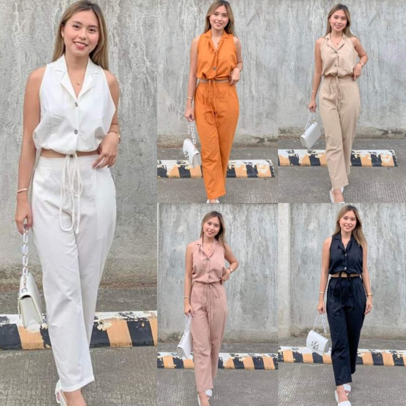 Fashionable Bella Coordinates/Terno Top Pants Design Linen Casual Formal  Daily Outfit Office | Shopee Philippines