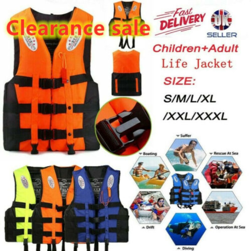 Whistle S-XXXL Size Polyester Adult Life Jacket Swimming Boating Ski Foam Vest 