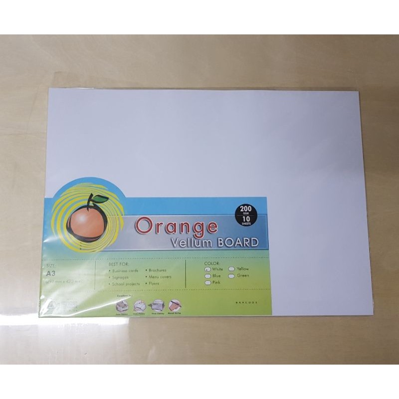 ORANGE VELLUM short, A4, long, A3 size (200 gsm) 10 pcs per pack