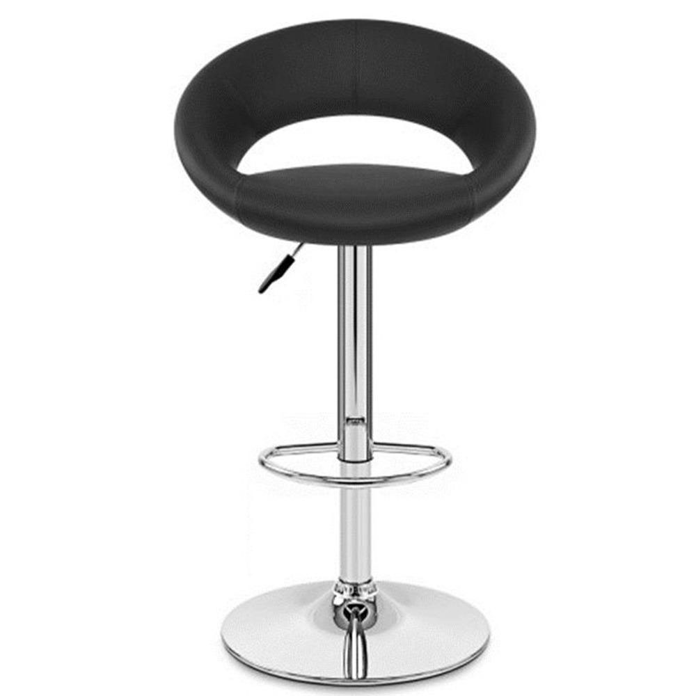 daneoffice Bar Stool Swivel Adjustable PU Leather Backless w/ Plated