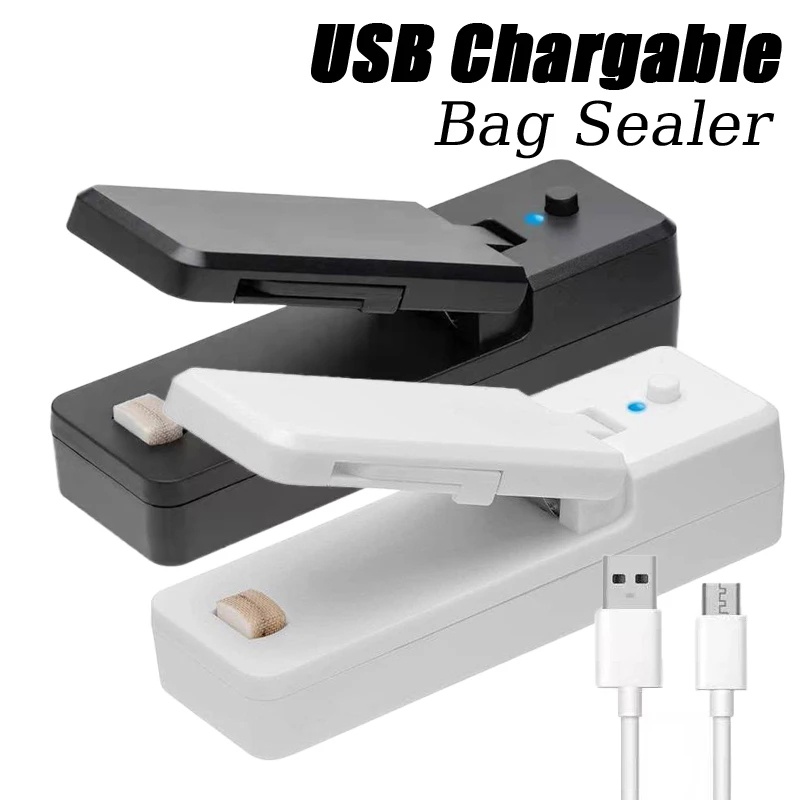 USB Mini Heat Sealing Machine Bag Sealer 2in1 Snacks Plastic Bag