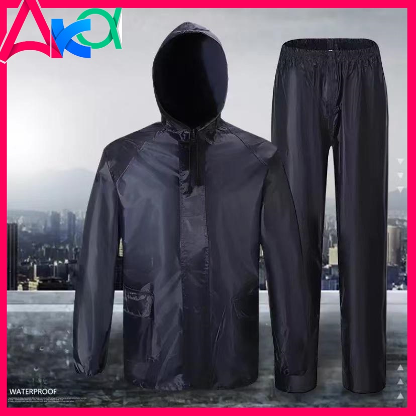 Thick raincoat jacket/pants set,fluorescent strips,bicycle/motorcycle