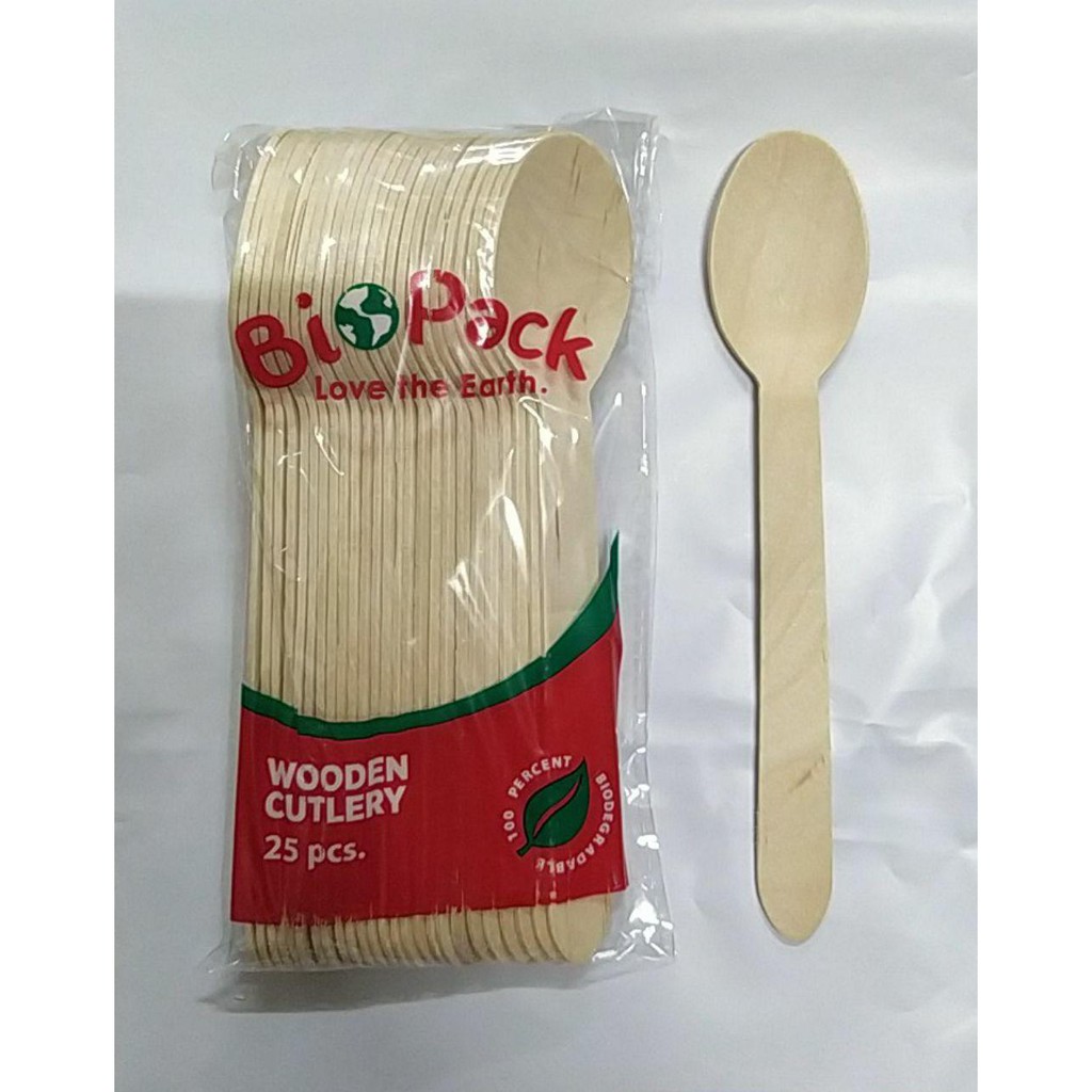disposable wooden spoon, fork and knife 25pcs/pack Shopee Philippines