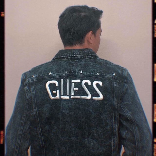 guess denim jacket logo on back