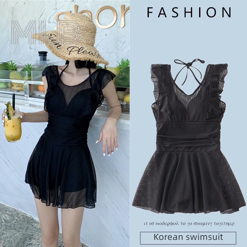 Hight Quality Fashion Korean Swimsuit Deep-V See Through Chiffon ...