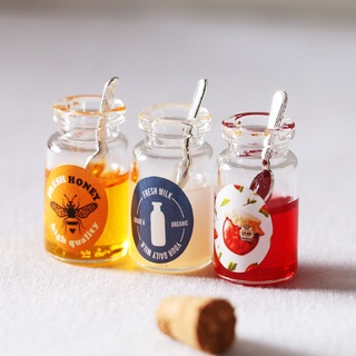 10pcs Honey Jar with Lid 1:12 Scale Dollhouse Miniature Food Model