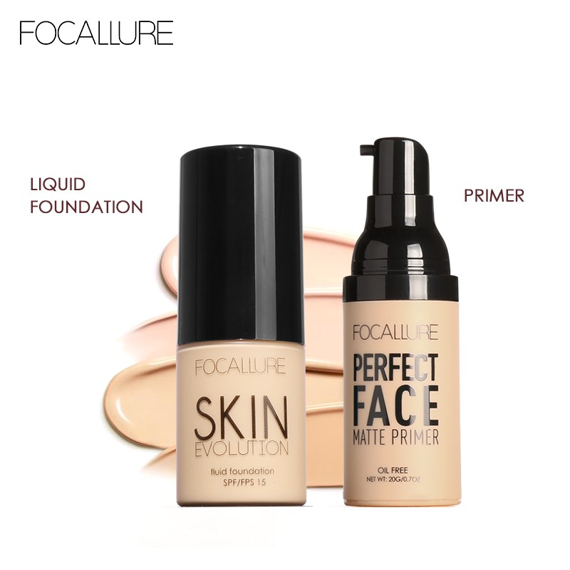 FOCALLURE Face Makeup Liquid Foundation + Full Coverage Primer Cream Shopee Philippines