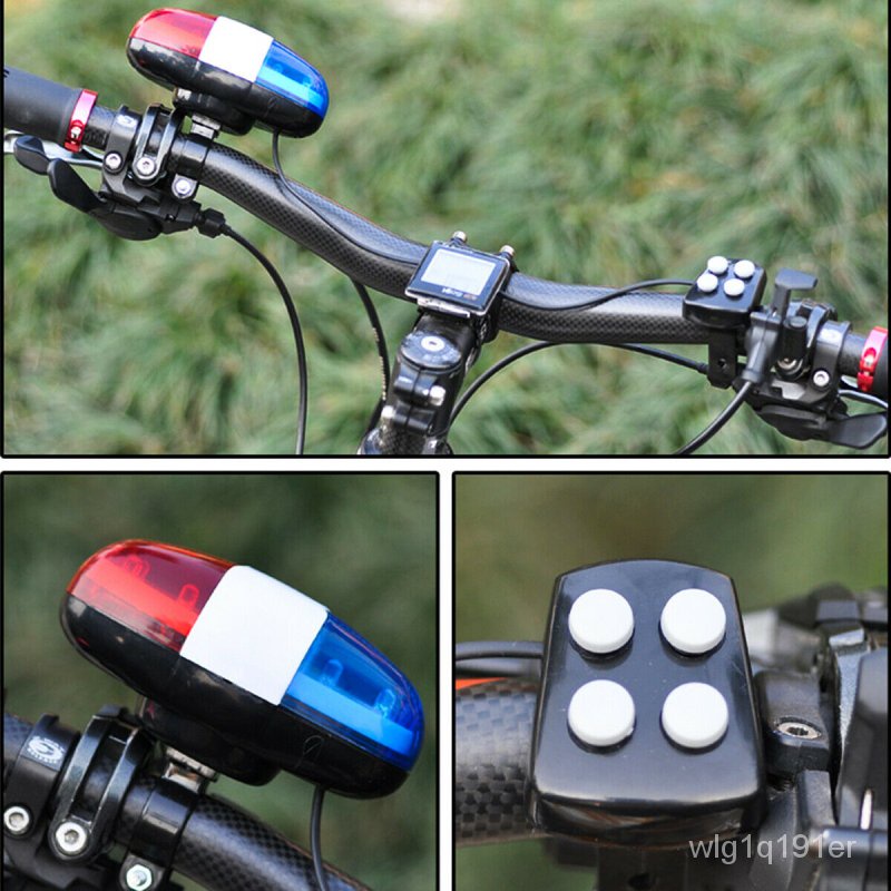 DSstyles Bicyclette Cyclisme 6 LED Corne électrique Vélo Avec 4 Sons Vélo Police Siren Bell Vélo Sirène de Police Lamp